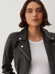 Finery Black Faith Leather Biker Jacket - Image 2 of 4