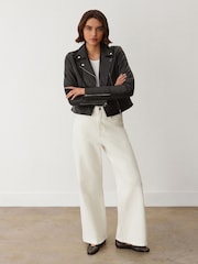 Finery Black Faith Leather Biker Jacket - Image 3 of 4