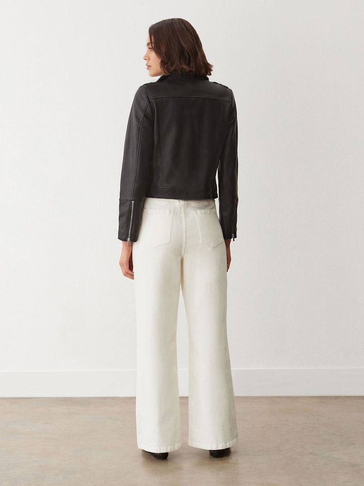 Finery Black Faith Leather Biker Jacket - Image 4 of 4