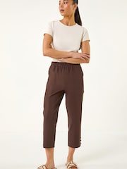 Roman Brown Bengaline Cropped Trousers - Image 2 of 5