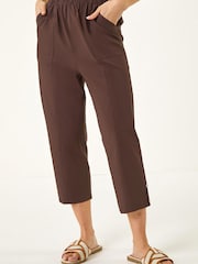 Roman Brown Bengaline Cropped Trousers - Image 4 of 5