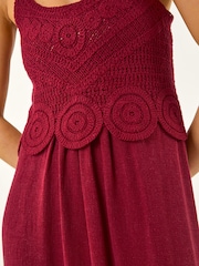 Roman Red Petite Crochet Contrast Midi Dress - Image 5 of 5