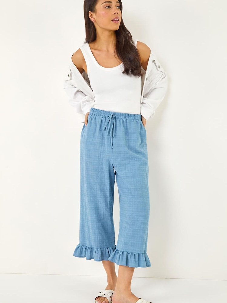 Roman Blue Petite Frill Hem Trousers - Image 1 of 5