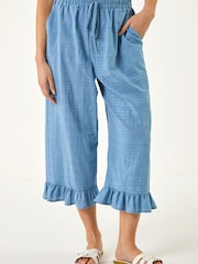 Roman Blue Petite Frill Hem Trousers - Image 4 of 5