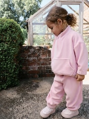 Pale Pink Fleece Half Zip Top and Barrel Trousers Set (3mths-7yrs) - Image 4 of 9