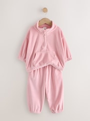 Pale Pink Fleece Half Zip Top and Barrel Trousers Set (3mths-7yrs) - Image 7 of 9