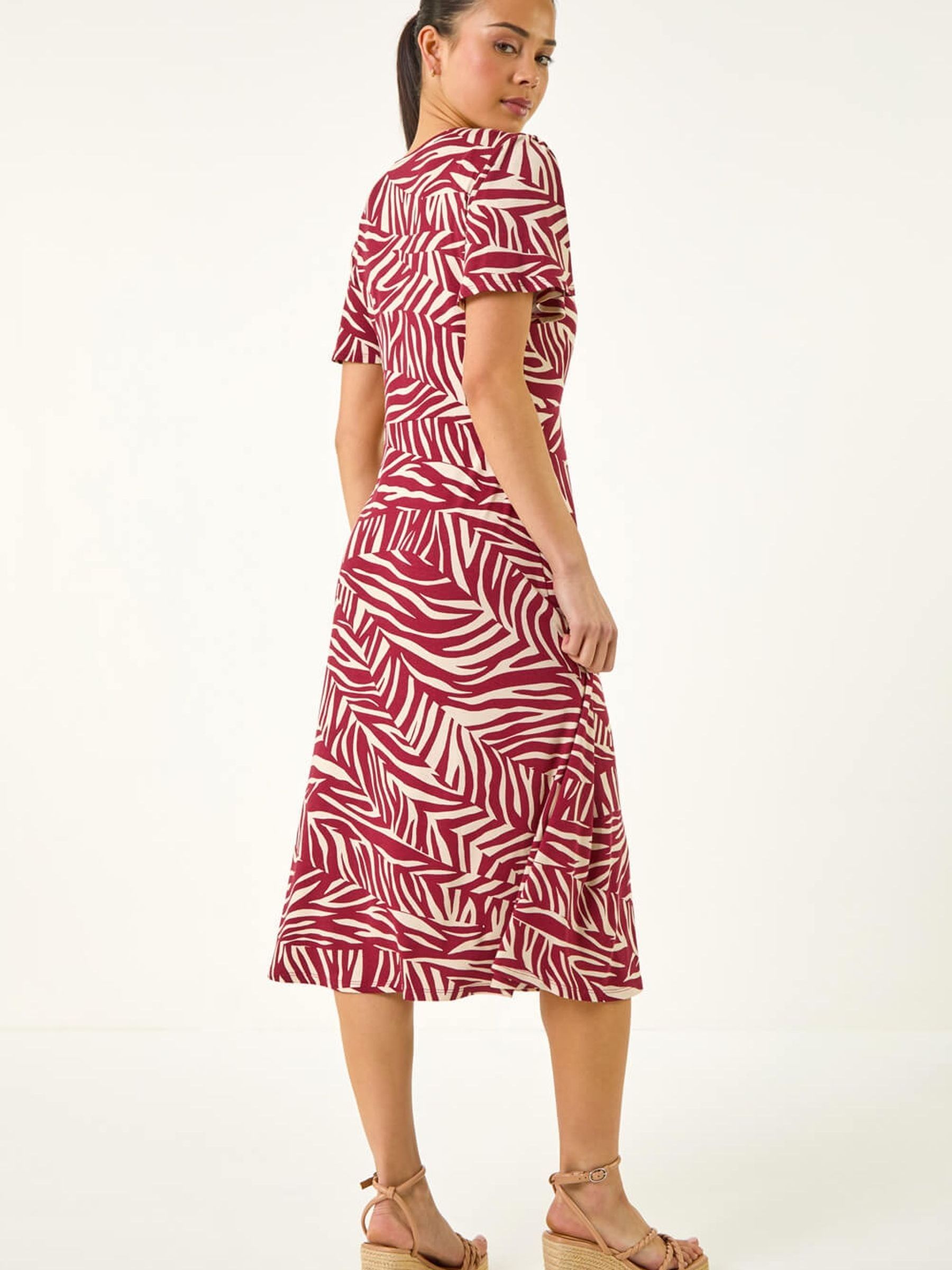 Buy Roman Red Petite Animal Stretch Gathered Midi Dress from the Next ...