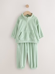 Green Fleece Half Zip Top and Barrel Trousers Set (3mths-7yrs) - Image 1 of 5