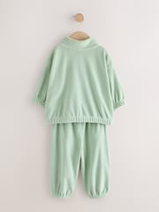 Green Fleece Half Zip Top and Barrel Trousers Set (3mths-7yrs) - Image 2 of 5