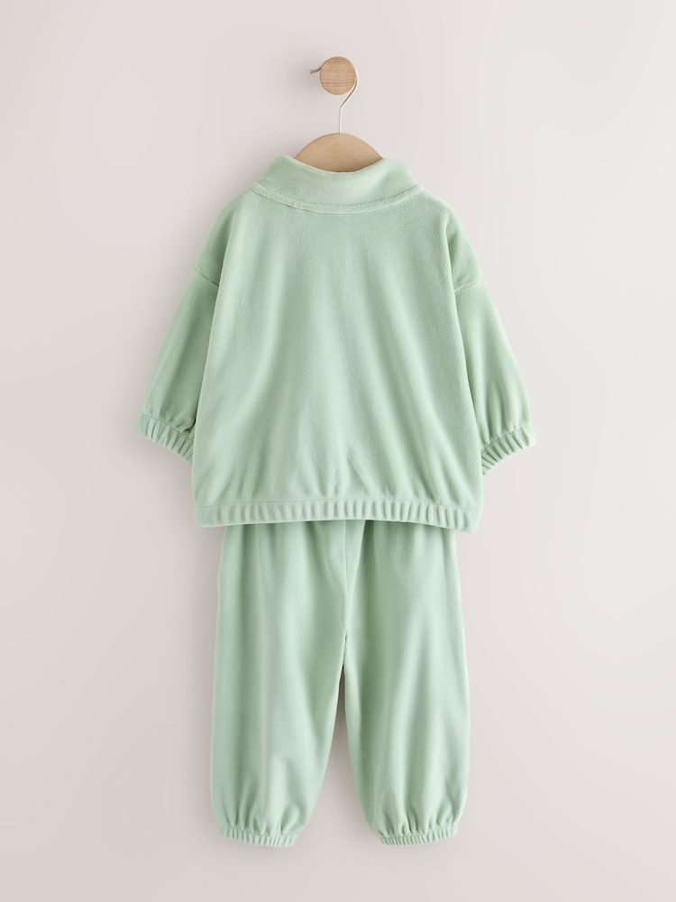 Green Fleece Half Zip Top and Barrel Trousers Set (3mths-7yrs) - Image 2 of 5 Green Fleece Half Zip Top and Barrel Trousers Set (3mths-7yrs) - Image 2 of 5