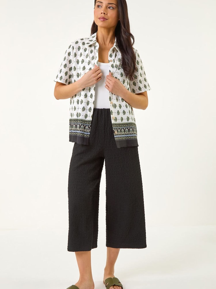 Roman White Petite Border Print Button Blouse - Image 2 of 5