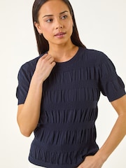 Roman Blue Petite Texture Knitted Top - Image 1 of 5
