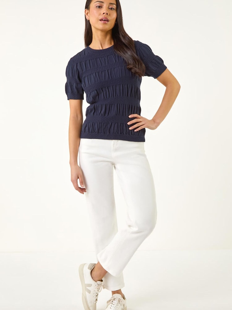 Roman Blue Petite Texture Knitted Top - Image 2 of 5