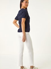 Roman Blue Petite Texture Knitted Top - Image 3 of 5