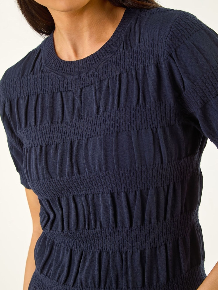 Roman Blue Petite Texture Knitted Top - Image 5 of 5