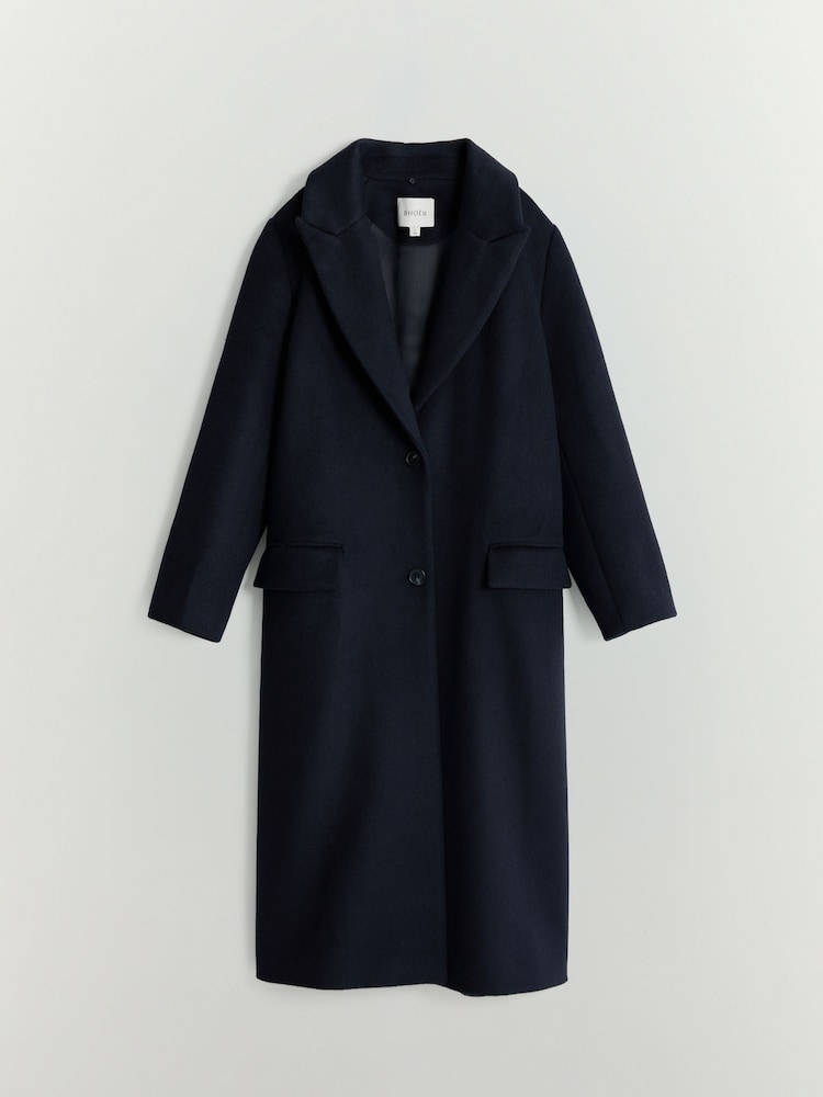 Wool Single Breasted Long Coat with Removable Fur Collar - Slika 7 od 7 Wool Single Breasted Long Coat with Removable Fur Collar - Slika 7 od 7