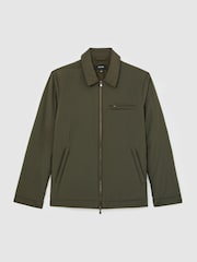 Reiss Olive Green Bernardi Technical Padded Zip-Through Jacket - Image 2 of 6
