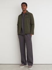 Reiss Olive Green Bernardi Technical Padded Zip-Through Jacket - Image 3 of 6