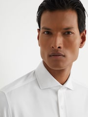 Reiss White Monaco R-Flex Cotton-Blend Stretch Jersey Shirt Slim-Fit - Image 6 of 9