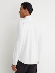 Reiss White Monaco R-Flex Cotton-Blend Stretch Jersey Shirt Slim-Fit - Image 7 of 9