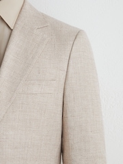 Atelier Oatmeal Linen Blend Single Breasted Tailored Fit Blazer - Slika 3 iz 10