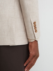 Atelier Oatmeal Linen Blend Single Breasted Tailored Fit Blazer - Slika 7 iz 10