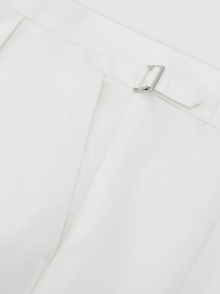Reiss White Com Linen-Blend Side-Adjuster Tapered Trousers - Image 7 of 7 Reiss White Com Linen-Blend Side-Adjuster Tapered Trousers - Image 7 of 7