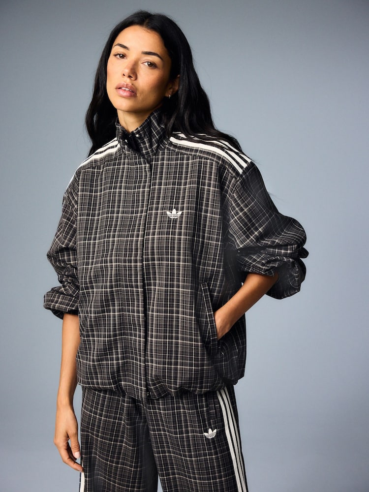 Grau - adidas Originals Blousy Check Oversize Balloon Sleeve Track Top Jacket - Bild 1 von 7