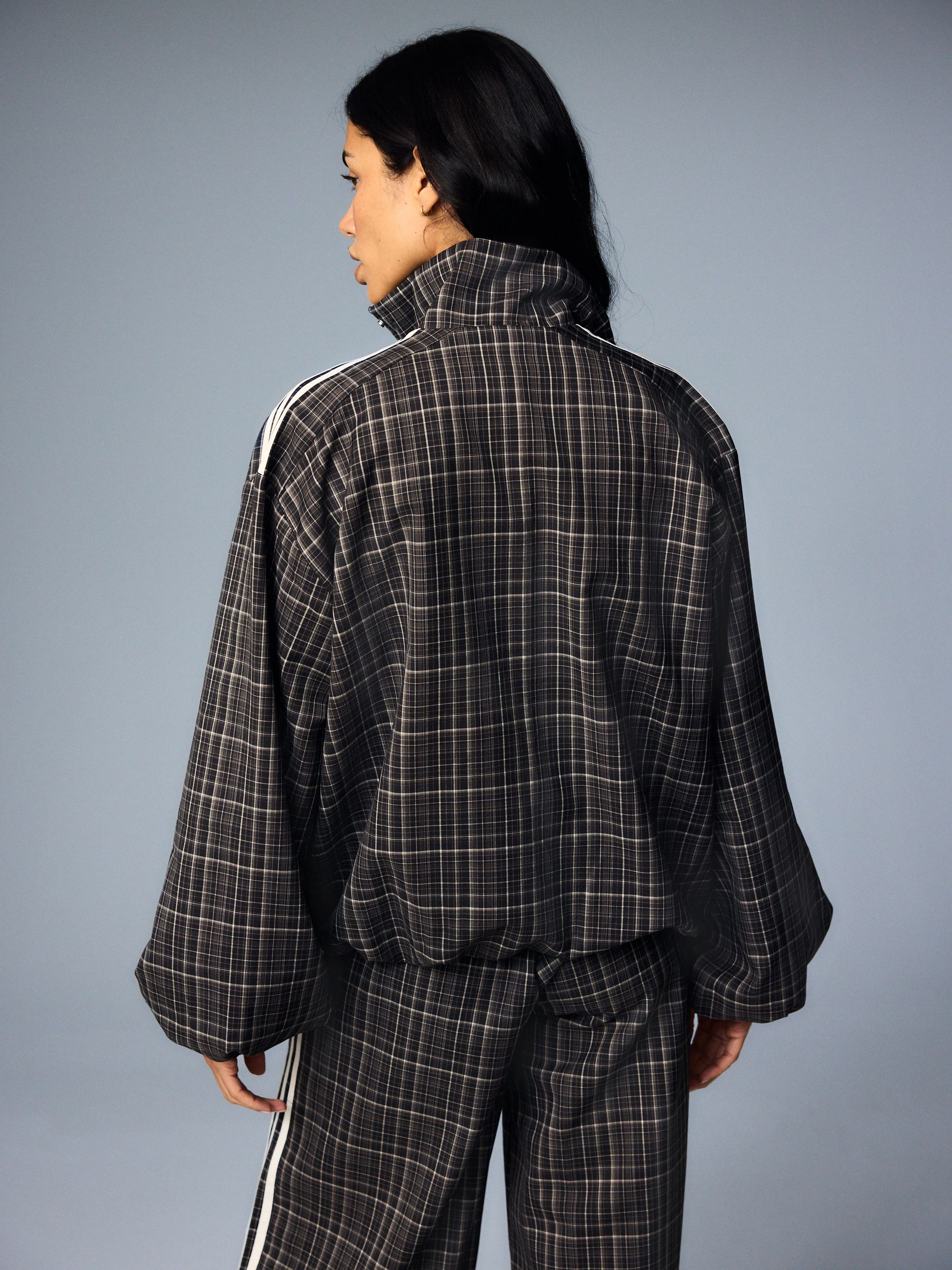 Buy adidas Originals Grey Blousy Check Oversize Balloon Sleeve