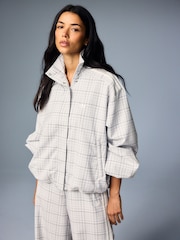 adidas Originals White Blousy Check Oversize Balloon Sleeve Track Top Jacket - Image 2 of 5