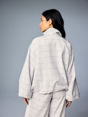 adidas Originals White Blousy Check Oversize Balloon Sleeve Track Top Jacket - Image 4 of 5