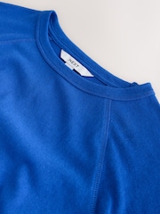 Кобальтово-синій - Raglan Long Sleeve Washed Effect Raw Seam T-Shirt - Image 7 of 8