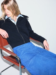 Jigsaw Blue Suede Midi Asymmetric Skirt - Image 3 of 5