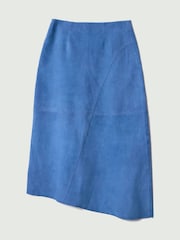 Jigsaw Blue Suede Midi Asymmetric Skirt - Image 5 of 5