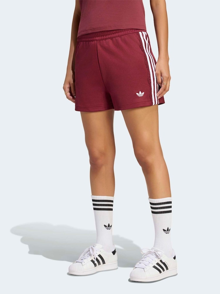 adidas Originals Red Lace 3-Stripe Shorts - Image 1 of 5 adidas Originals Red Lace 3-Stripe Shorts - Image 1 of 5