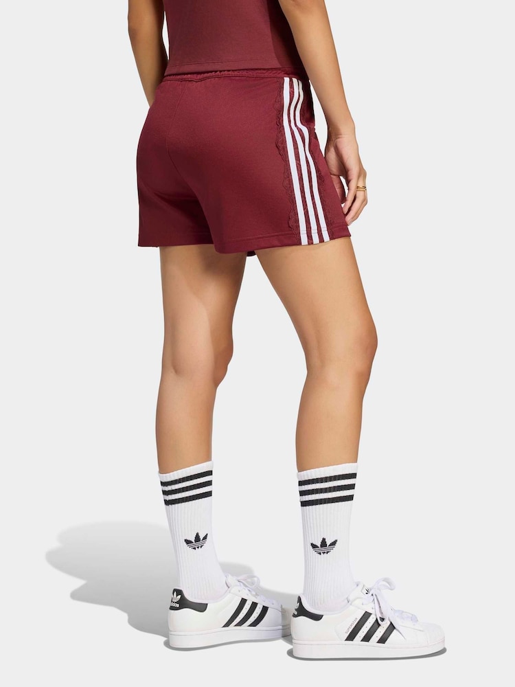 adidas Originals Red Lace 3-Stripe Shorts - Image 2 of 5 adidas Originals Red Lace 3-Stripe Shorts - Image 2 of 5