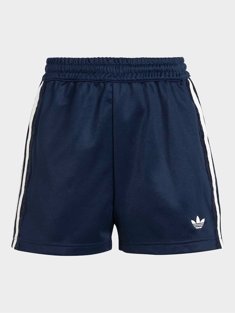 adidas Originals Navy Lace 3-Stripe Shorts - Image 1 of 2 adidas Originals Navy Lace 3-Stripe Shorts - Image 1 of 2