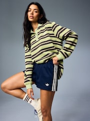 adidas Originals Navy Lace 3-Stripe Shorts - Image 3 of 7