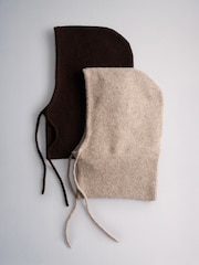 The Set 2 Pack Balaclava Hats Chocolate Brown/Mink - Image 2 of 9