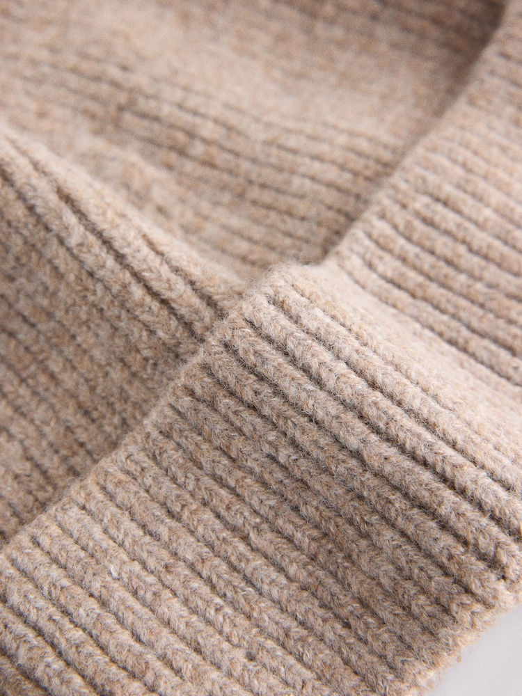 The Set 2 Pack Fisherman Beanies Oat/Chocolate Brown - Image 5 of 5