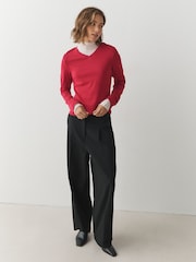 Red/White V-Neck Long Sleeve T-Shirts 3 Pack - Image 3 of 11