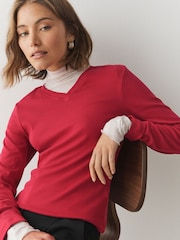Red/White V-Neck Long Sleeve T-Shirts 3 Pack - Image 4 of 11