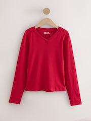 Red/White V-Neck Long Sleeve T-Shirts 3 Pack - Image 7 of 11