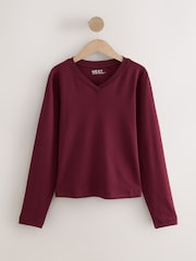 Red/White V-Neck Long Sleeve T-Shirts 3 Pack - Image 8 of 11