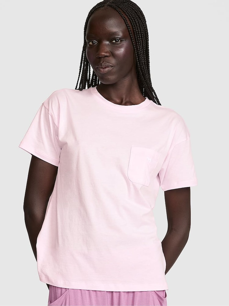 Victoria's Secret Pink Pink Tulip Longline Pyjama Top - Image 1 of 2 Victoria's Secret Pink Pink Tulip Longline Pyjama Top - Image 1 of 2