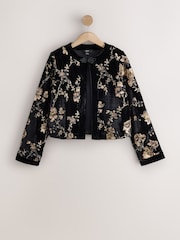 Black Long Sleeved Embellished Knot Fastening Jacket - Image 5 of 7