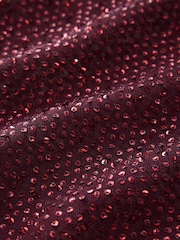 Wine Long Sleeved Embellished Mesh Top - Image 6 of 7