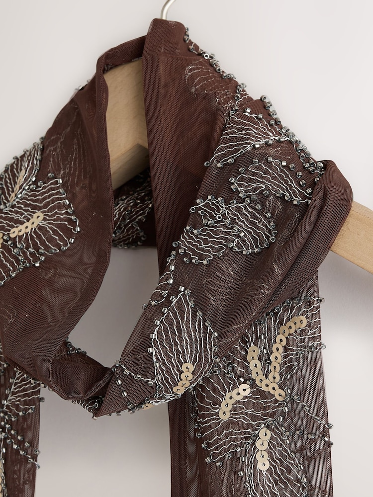 Chocolat Marron - Écharpe ornée - Image 3 de 3