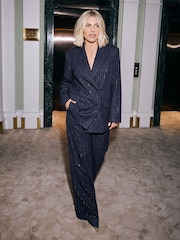 Темно-синій - Friends Like These Premium Sequin Pinstripe Blazer - Image 3 of 6