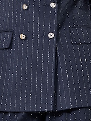 Темно-синій - Friends Like These Premium Sequin Pinstripe Blazer - Image 6 of 6